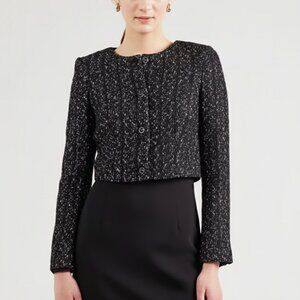 *Monki Black Tweed Flower-Button Tweed Jacket NWT – Women’s Size 38